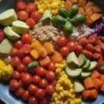 Vegetales coloridos y especias vibrantes en platos cubanos creativos