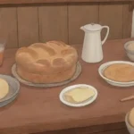 Cocina rústica con ingredientes