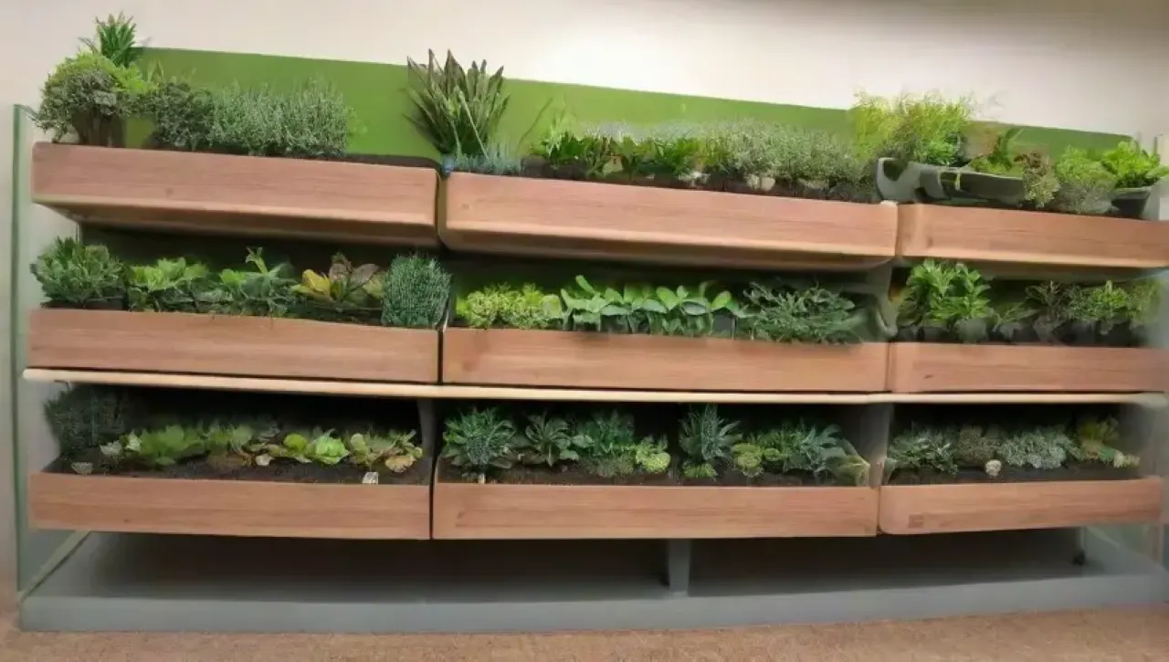 Un espacio de trabajo sereno y sostenible, lleno de luz natural, plantas y diseño minimalista