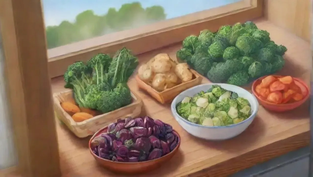 Un festín de verduras de invierno en un acogedor ambiente culinario