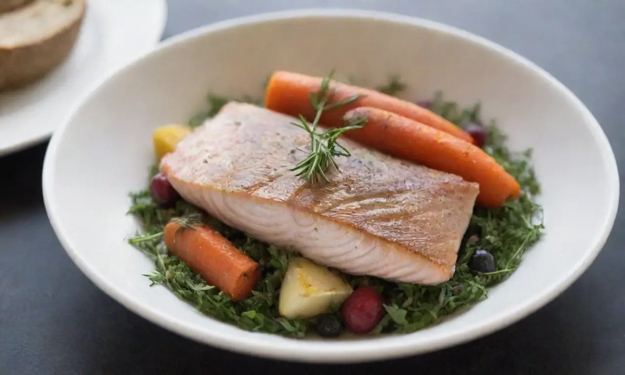 Ingredientes de la cocina nórdica: pescado fresco, verduras raíces, hierbas silvestres, granos enteros, bayas del bosque, lácteos locales, prácticas sostenibles, enfoque estacional y sabores intensos