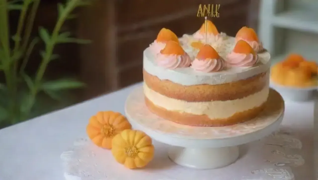Un pastel elegante y colorido rodeado de un ambiente acogedor y festivo
