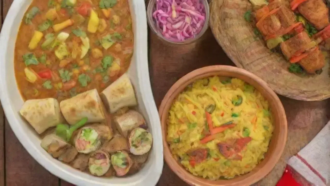 Una explosión de colores y sabores en un mercado vibrante, donde la comida y la cultura se entrelazan