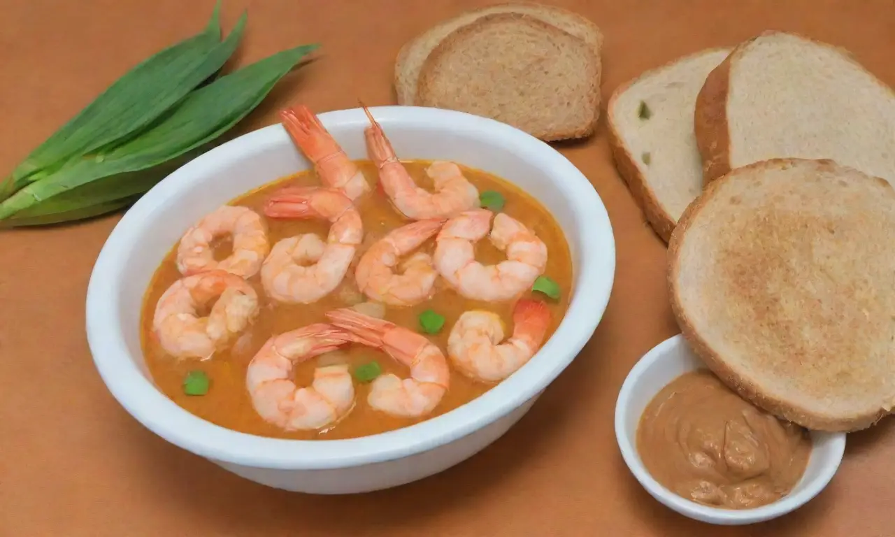 Ingredientes esenciales de la cultura brasileña: leche de coco, camarones frescos, pan tostado, mantequilla de maní, aceite de palma, ajo, jengibre y especias