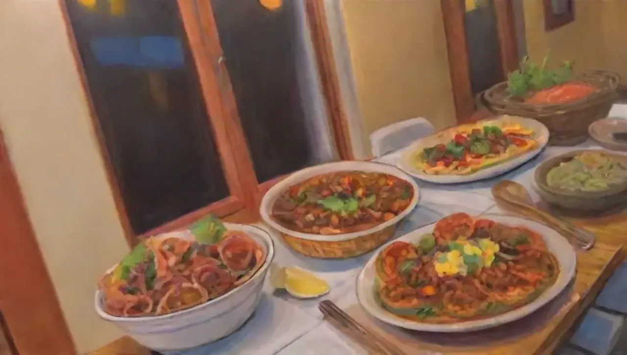 Un bullicioso bar de tapas lleno de colores, sabores y risas