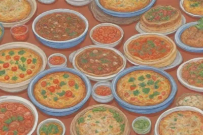 Comida eslovaca colorida y festiva en un ambiente familiar