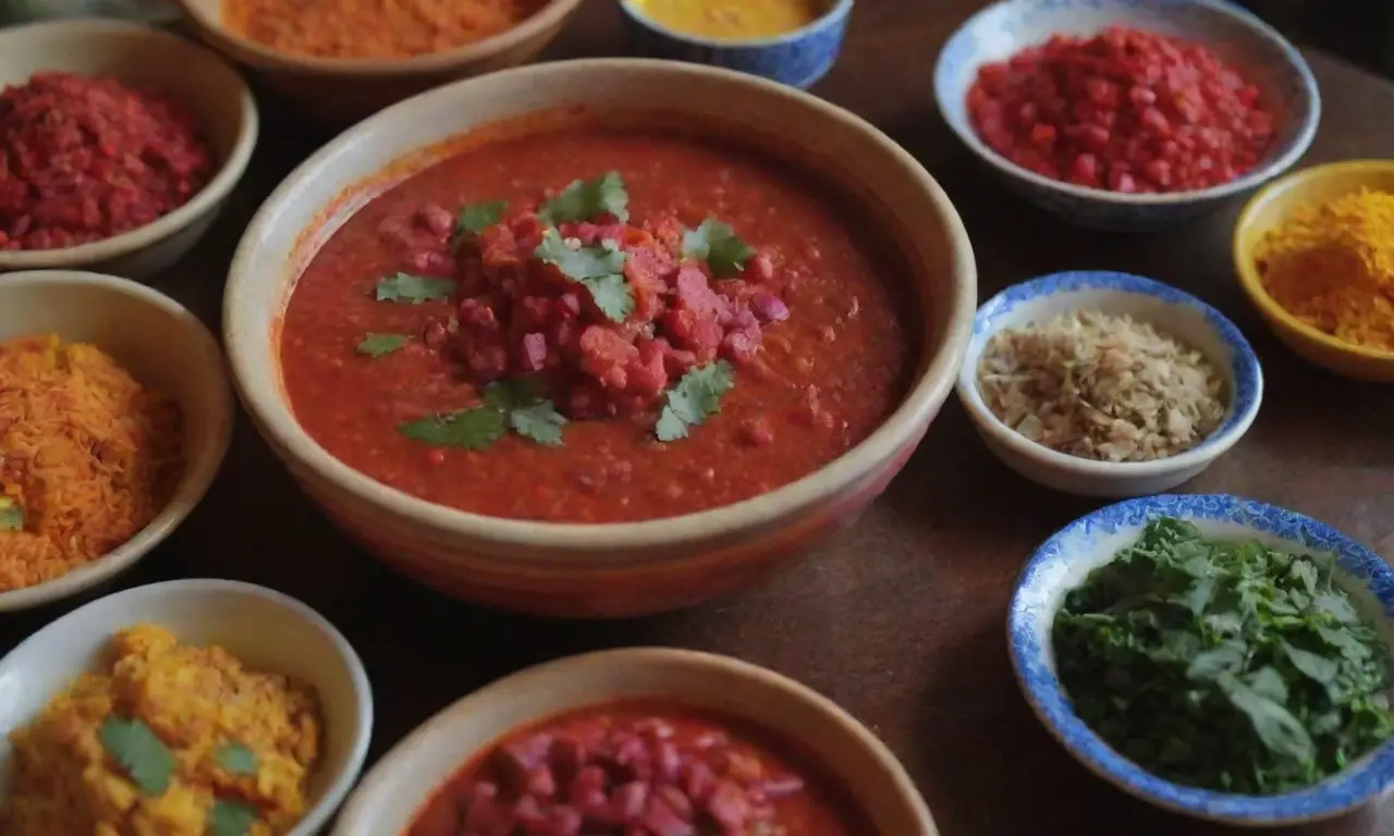 Colores vibrantes y diversidad culinaria con ingredientes tradicionales y prácticas sostenibles