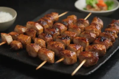 Receta de yakitori con ingredientes