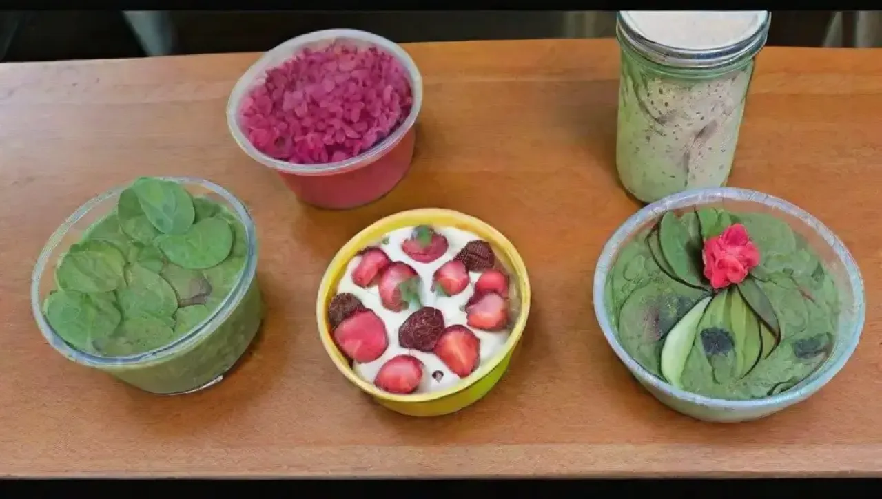 Un colorido y vibrante batido de frutas y vegetales en una acogedora cocina
