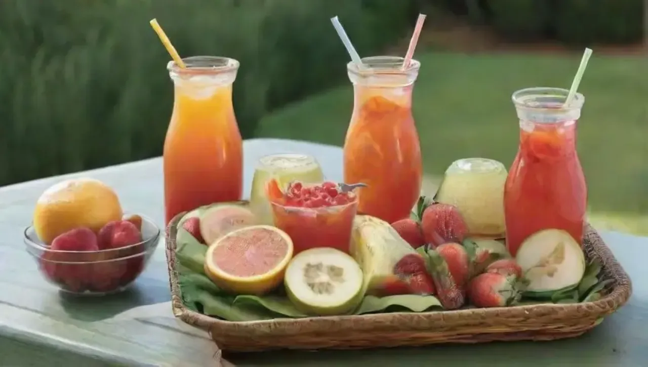 Una escena vibrante de bebidas refrescantes y alegres reuniones al aire libre