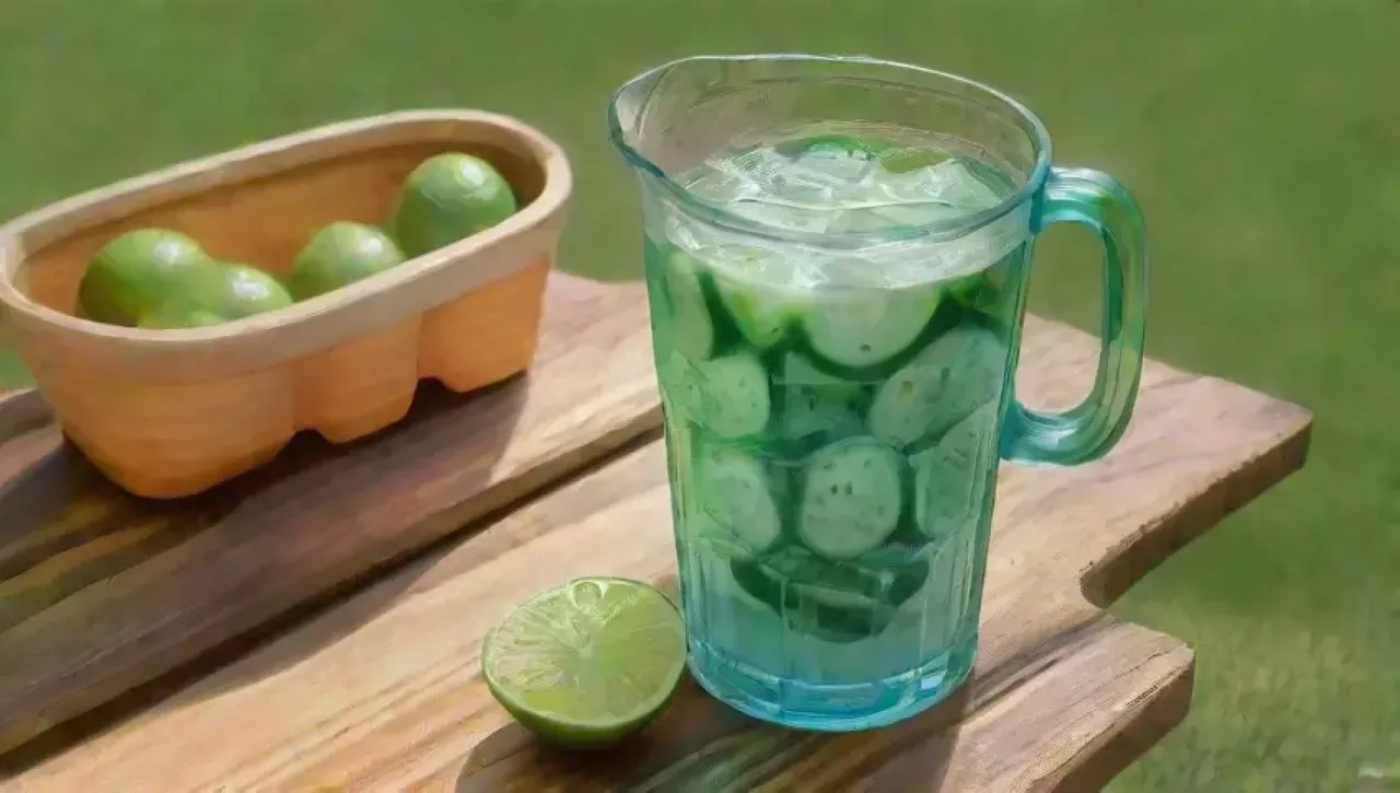 Un refrescante picnic de verano con limones, pepinos y risas en un jardín soleado