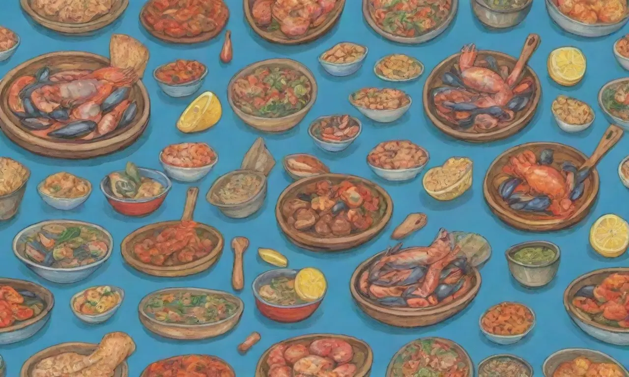 Recetas gallegas de mariscos con colores vibrantes y sabores tradicionales