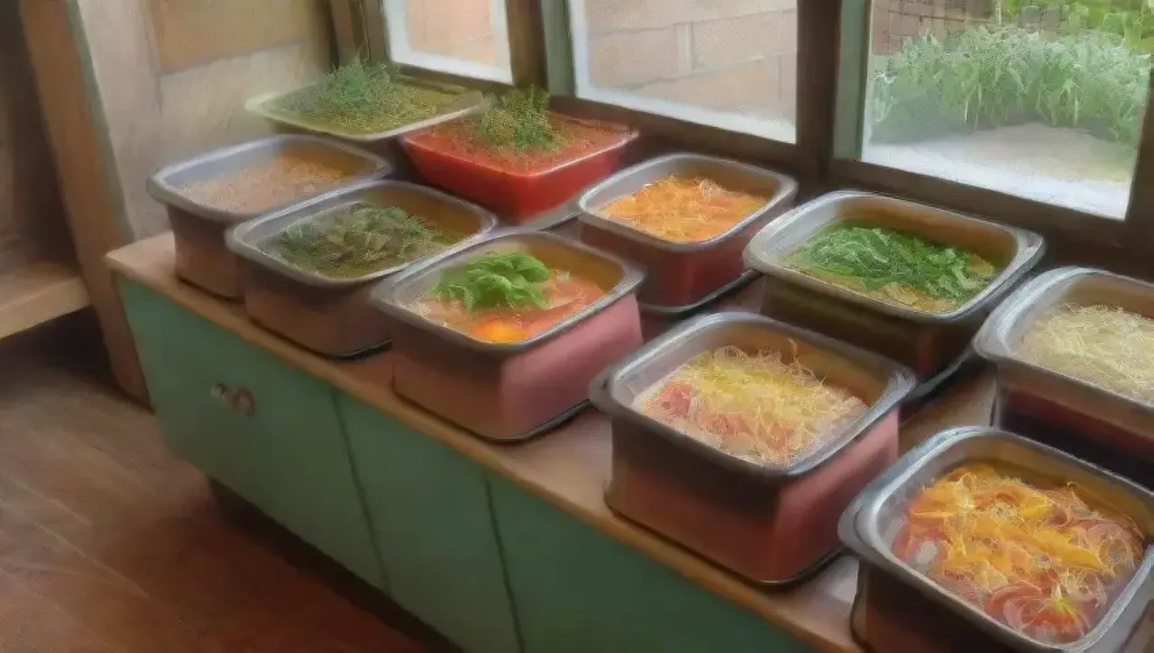 Escena vibrante de cocina con ingredientes frescos, aromas y familia compartiendo sabores de diversas tradiciones