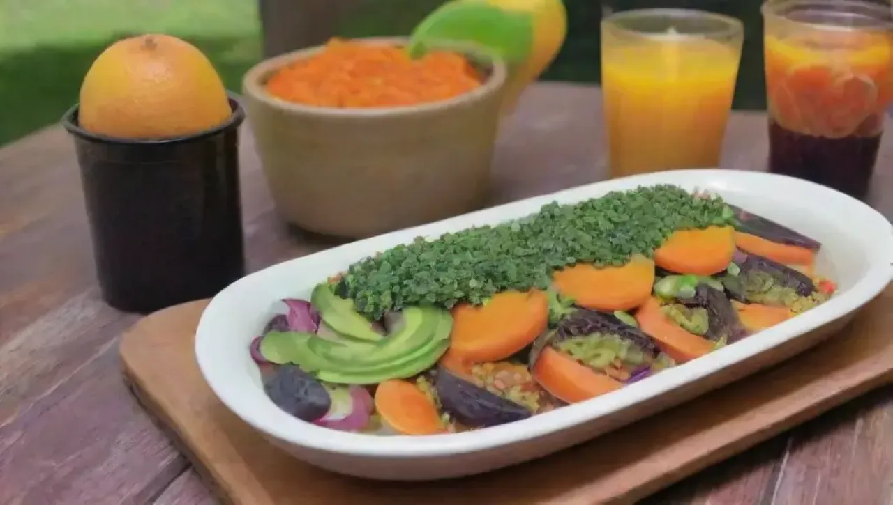 Un ambiente acogedor y vibrante con comida colorida y aromas deliciosos