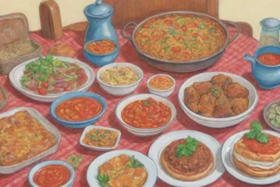 Cocina casera lituana en reuniones familiares con platos deliciosos y coloridos