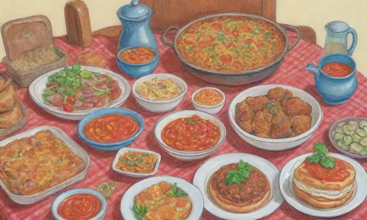 Cocina casera lituana en reuniones familiares con platos deliciosos y coloridos