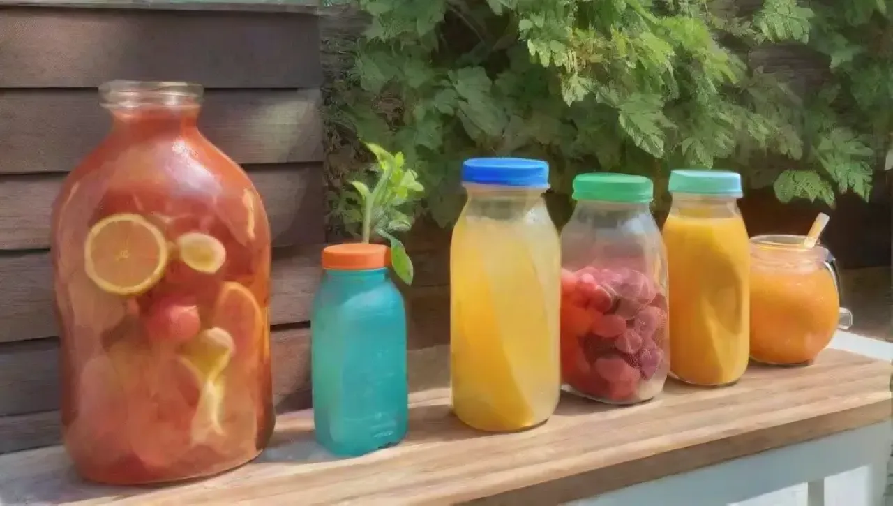 Una escena veraniega llena de colores vibrantes y refrescantes bebidas