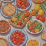 Vegetales coloridos y platos tradicionales crean una atmósfera acogedora y vibrante en la herencia culinaria de Bulgaria