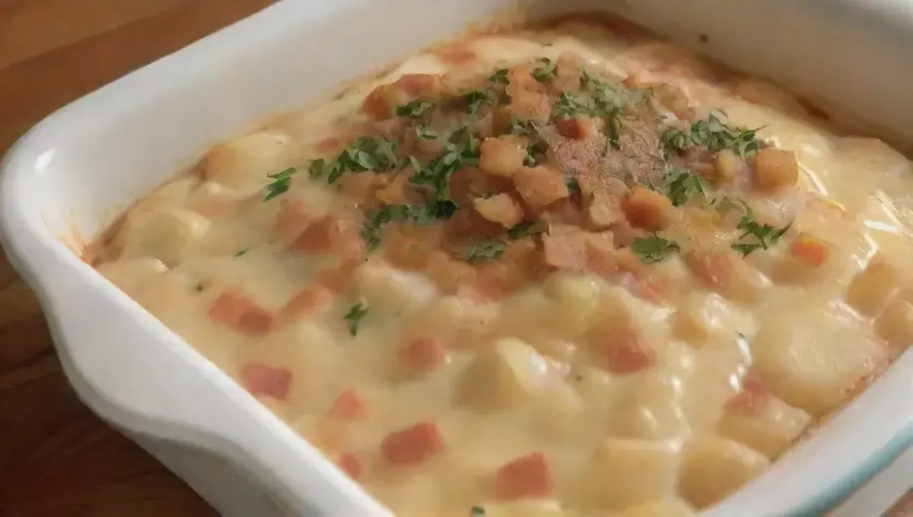 Un delicioso plato de papas gratinadas en un ambiente acogedor y familiar