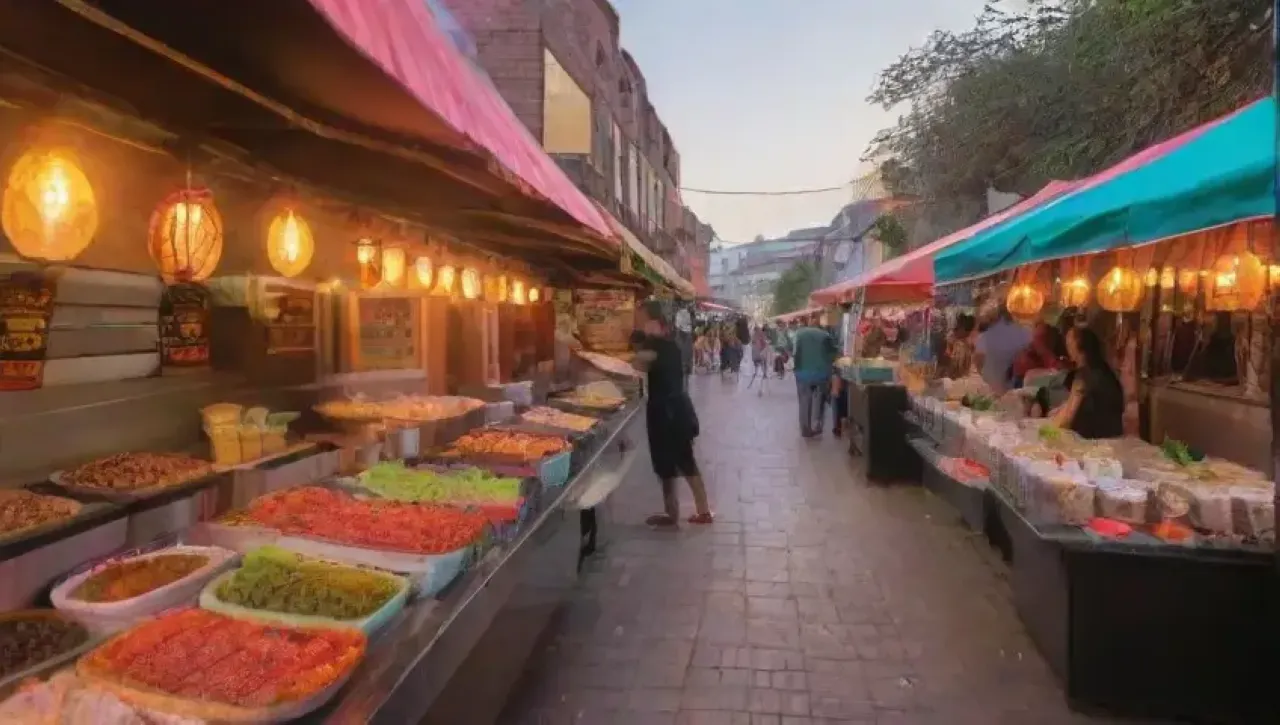 Un festín vibrante de sabores y culturas en un mercado callejero