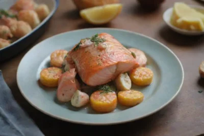 Recetas escandinavas de mariscos con ingredientes frescos y presentación colorida