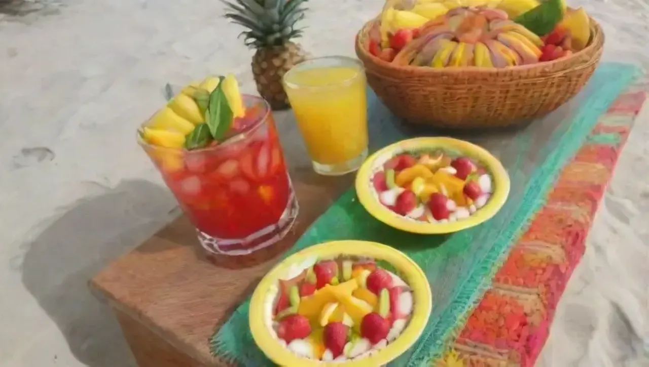 Una fiesta tropical llena de colores vibrantes y bebidas refrescantes