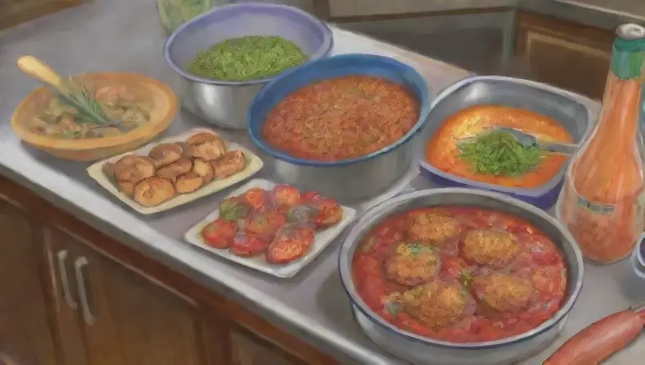 Una cocina vibrante con aromas de frituras y un chef satisfecho