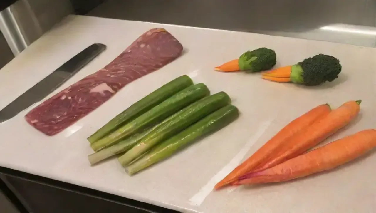 Una escena de cocina vibrante con cuchillos profesionales y utensilios cotidianos que destacan la pasión por la cocina