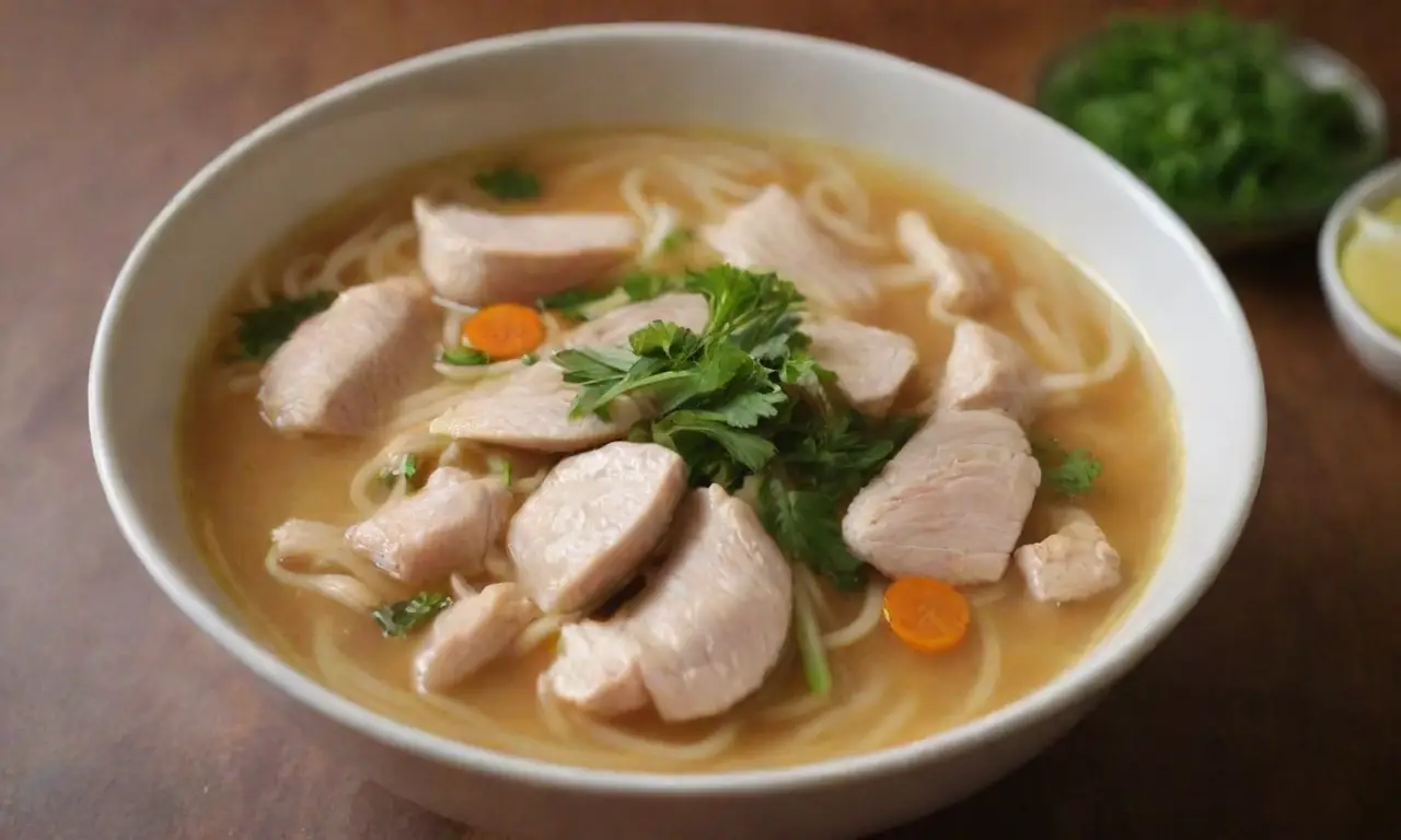 Sopa de fideos: un plato reconfortante y clásico con pollo y hierbas frescas