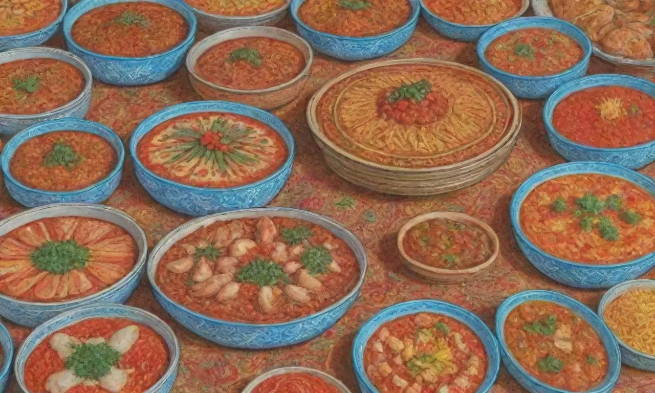 Tradición kazaja de comidas festivas, colores vibrantes y calidez hospitalaria